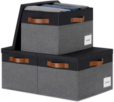 Large Storage Bins with Lids, Foldable Fabric Storage Baskets with Lids, Stur...