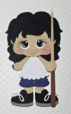 Billiard Girl Black Hair. Scrapbook, Card Making Paper Piecing