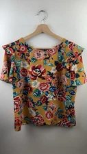 Papaya Colourful Flowers Short Sleeve Summer Top Size 12 