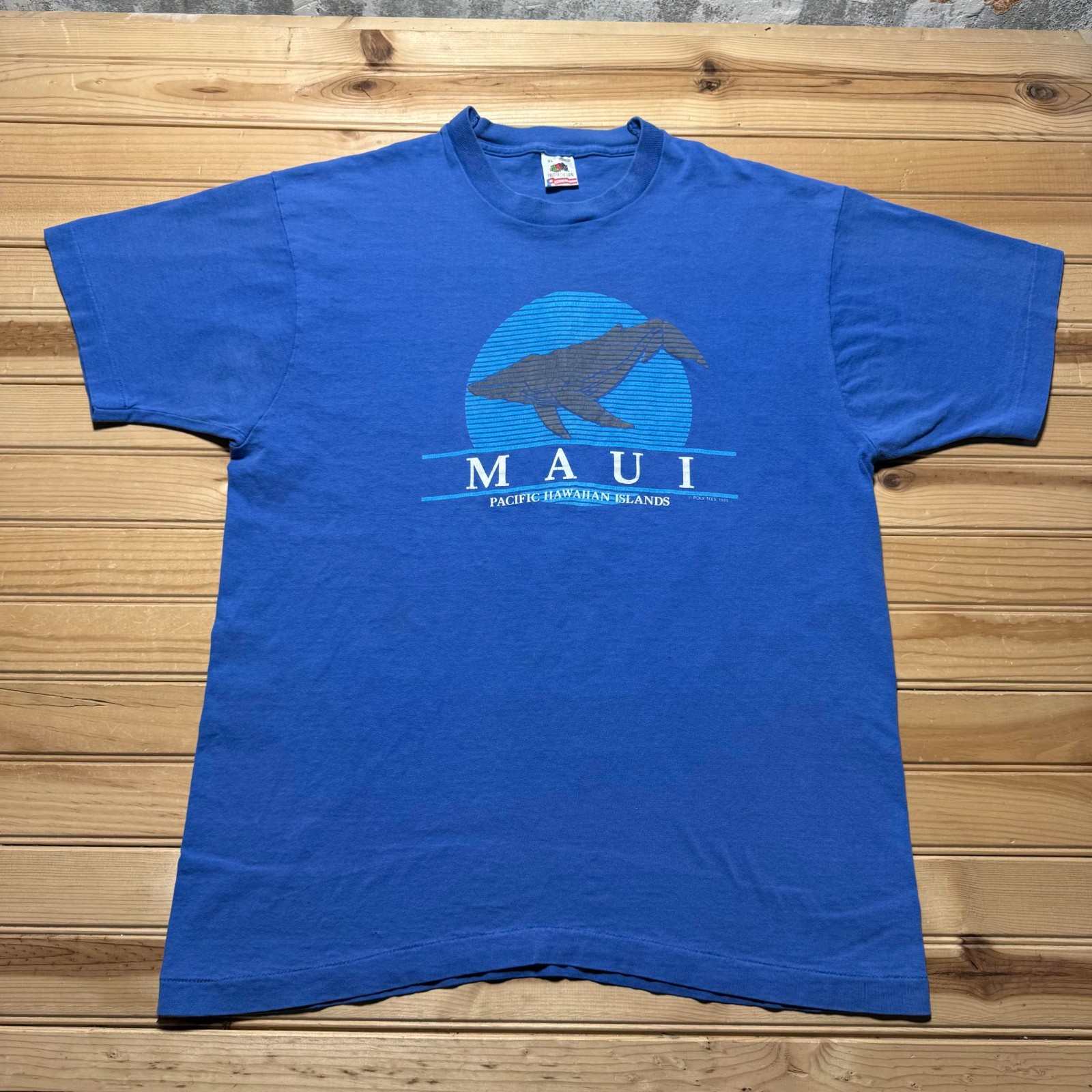 Vintage 1989 Maui Pacific Hawaiian Islands Whale Graphic Souvenir T-Shirt USA XL
