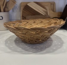 Vintage Pine Needle Basket Handmade 12  Round Cottage Farmhouse Decor 4  H