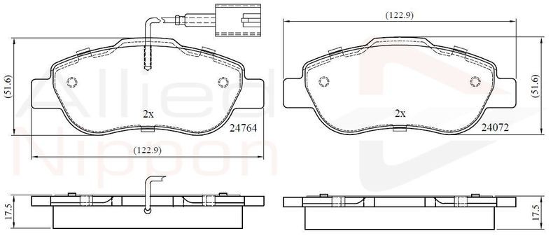 Brake Pad Set For Disc Front Fits Fiat 500 500 C Ford ALLIED NIPPON ADB12392