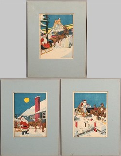 3 Antique 1916 Clement C. Moore The Night Before Christmas Illustrations NR