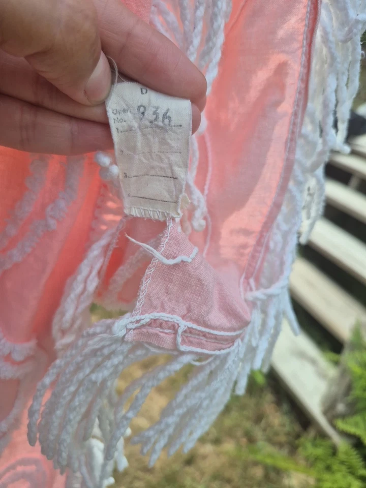 Exquisite Lovely Soft PinkVintage Chenille Blanket W Fringe!  99'x87' - Image 3 of 4