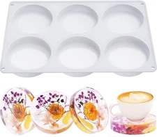Resin Coaster Molds, 6-Cavity Silicone Coaster Molds for Epoxy Resin, Large DIY