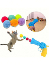 Pet Cat Toy Ball Creative Interactive Plush Balls Launching Guns Interactive Toy