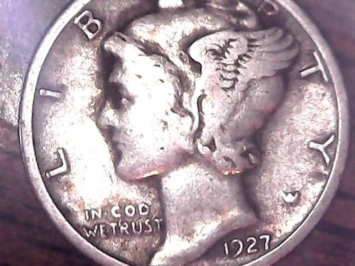 1927 SILVER MERCURY DIME - GRADES "VERY FINE"