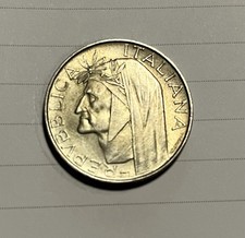 500 Lire Argento Dante. Moneta Autentica. SPL