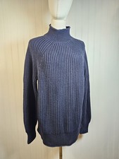 J. Crew Roll Neck Sweater Navy Fisherman Heavy Cotton Women's L Chunky