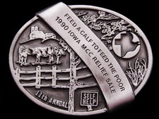 IK05156 VINTAGE 1990 11TH ANNUAL IOWA MCC RELIEF SALE BELT BUCKLE