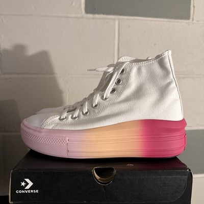 Converse Girls Chuck Taylor All Star Move Platform White/Bright Ombre NEW 6Y 7Y