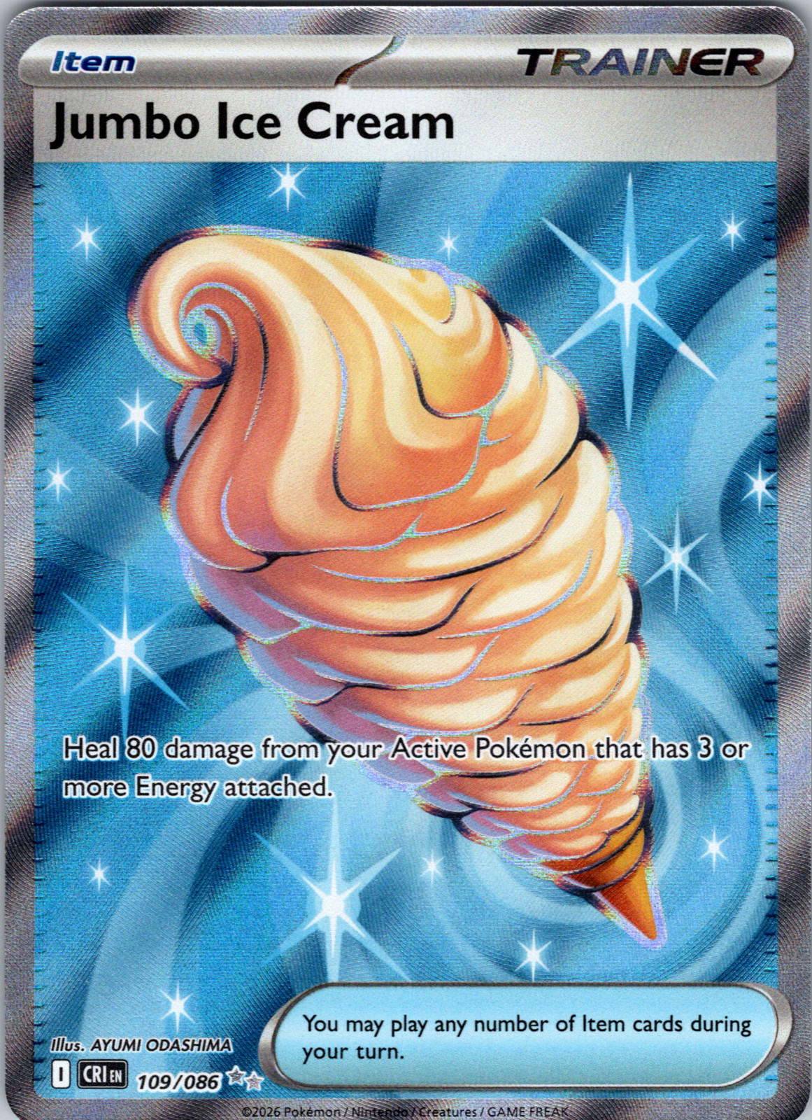Jumbo Ice Cream 109/086 Pokemon Chaos Rising Item Holo English NM