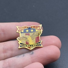 Strive For Excellence American Flag Bald Eagle Lapel Hat Pin