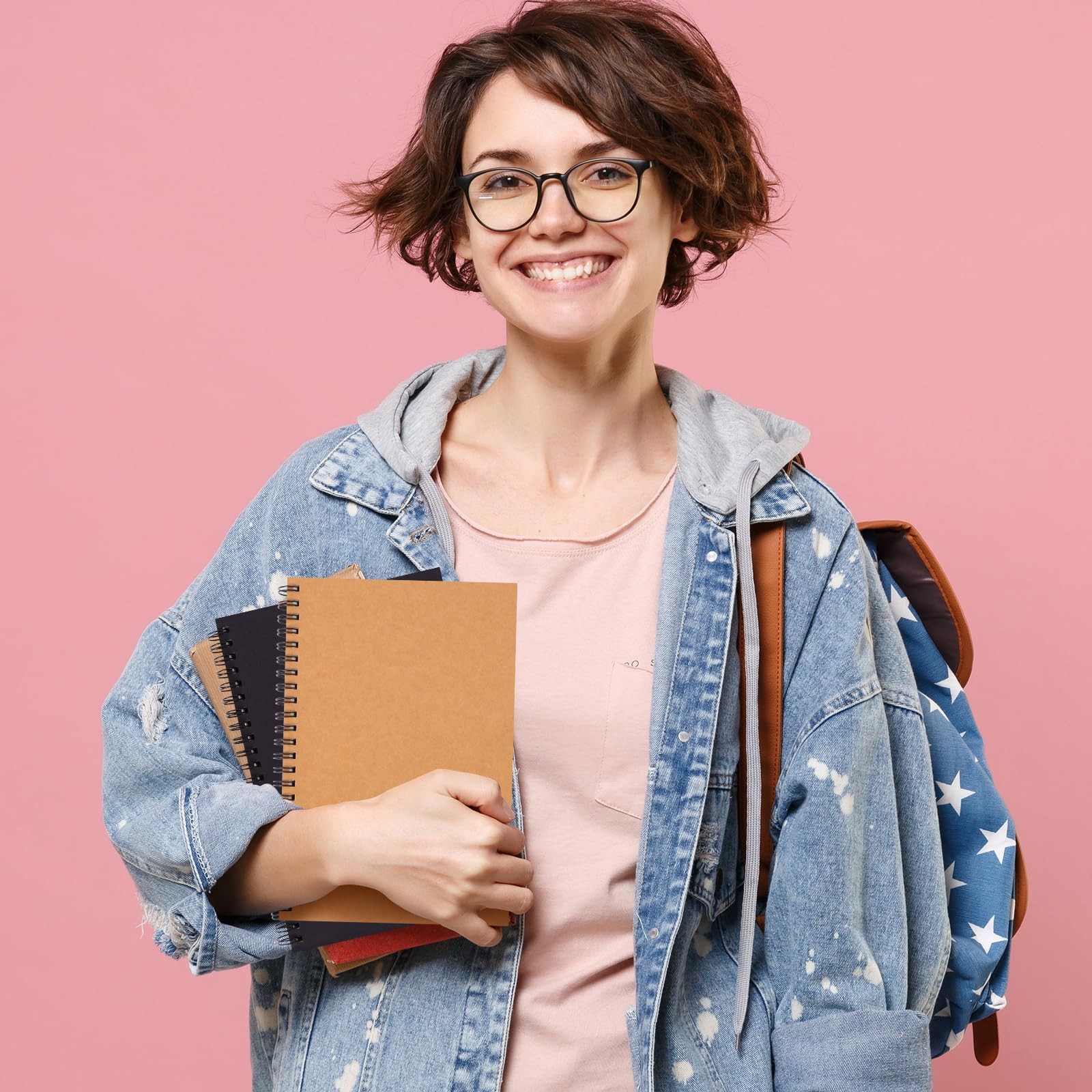 4 Pack Lined Kraft Spiral Notebook, 160 Pages 5 x 8in Soft Cover Spiral Journ...