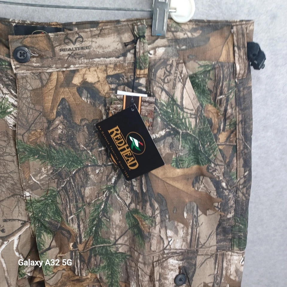 Real Tree Camo Pants Size XL Red Head Cargo Hunting Adjustable Waist 100% Cotton - Image 4 of 4