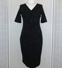 Per Una Dress Size 12 Black Bodycon Floral Textured Formal Work Office Party