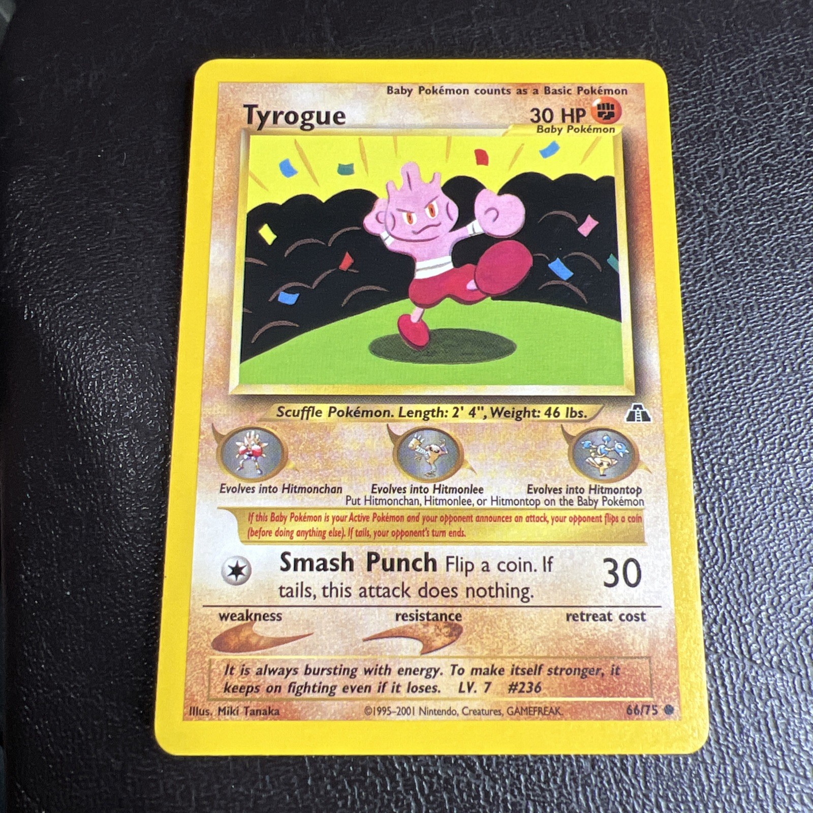 Tyrogue 66/75 Neo Discovery Common Pokemon Card