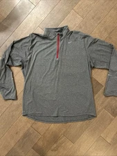 Nike Running Element Men’s XXL Gray Reflective 1/4 Zip Shirt 504606-008
