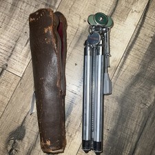 Vintage TELESAR Compact Tripod Made in Japan Aluminum w/ Leather Case