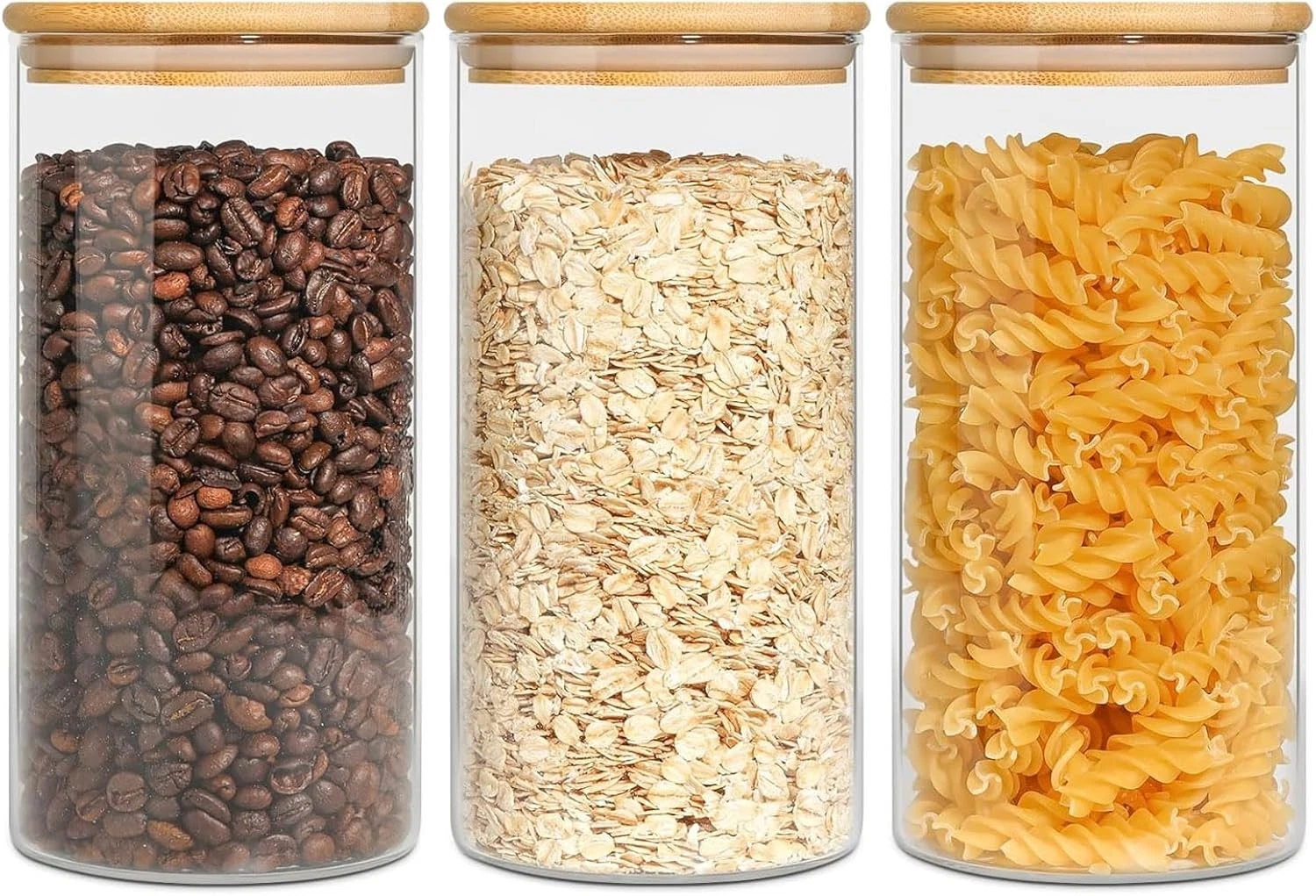 Glass Storage Jars with Airtight Lids Kitchen Canisters Clear Preserving Seal