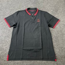 PSYCHO BUNNY Pierce Pique Polo Shirt Men's Size L Black