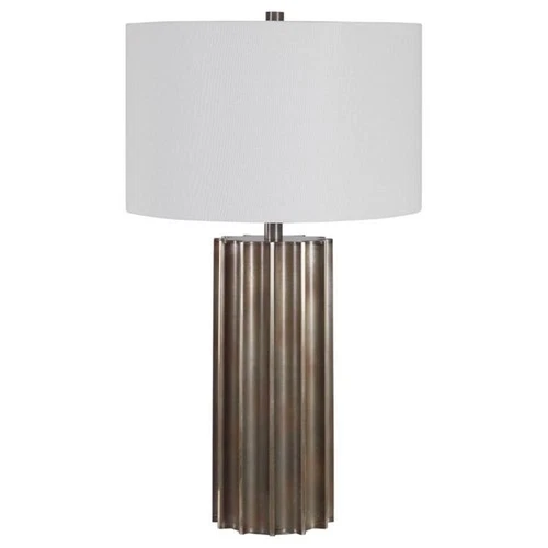 Uttermost Khalio Contemporary Steel and Fabric Table Lamp in Aged Gunmetal - Picture 3 of 9