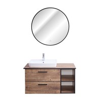 Badezimmer Waschplatz Set Eiche Led Spiegel Waschtisch Aufsatzwaschbecken Touch