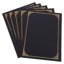 5Sets Black Certificate Holders with Gold Foil Border for Graduation Diplomas