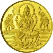 Goddess Laxmi Coin In Pure 24k 995 Yellow Gold 0.5 Gram Certified