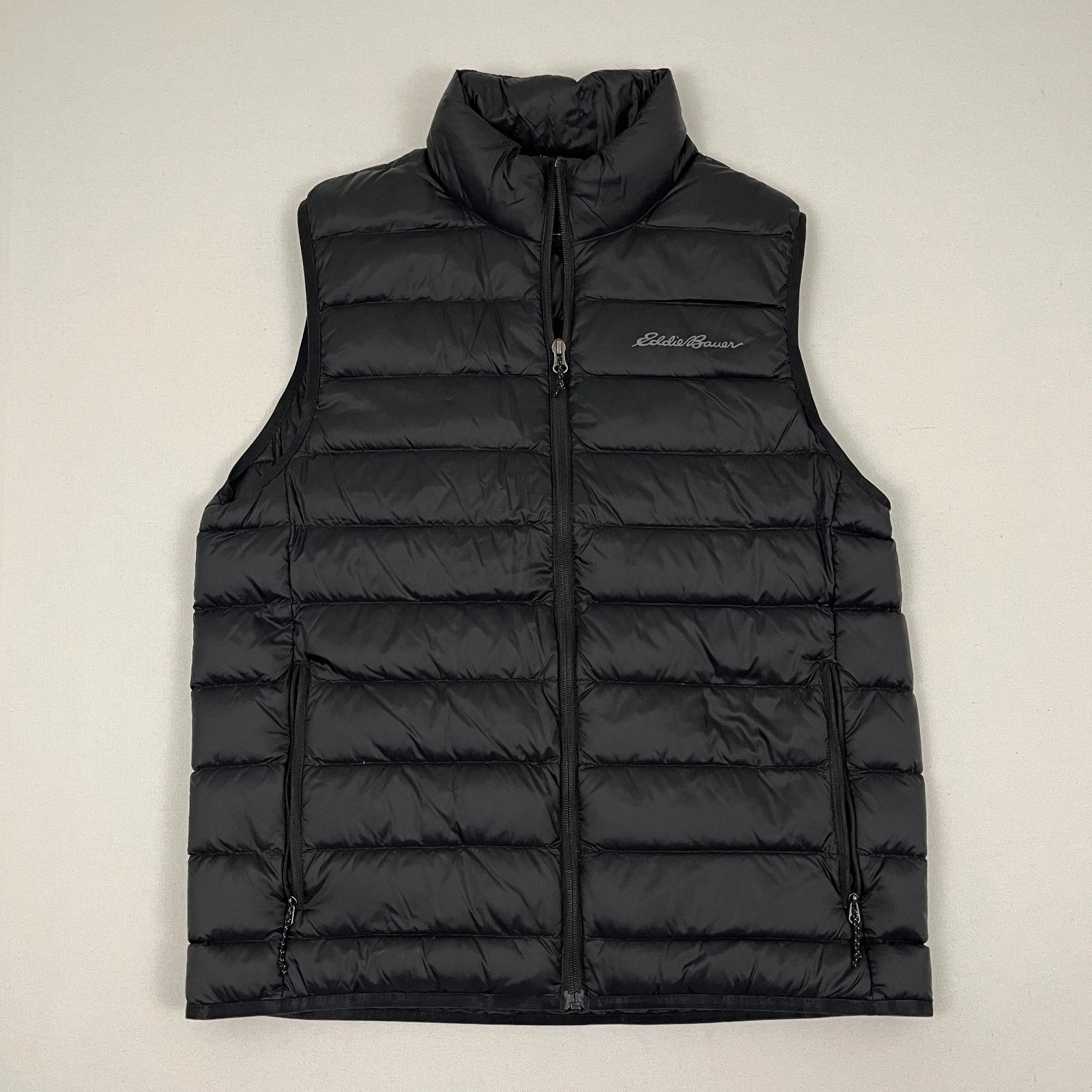 Eddie Bauer EB650 Down Puffer Vest Men Medium Dark Gray Waterfowl Hiking Quilted
