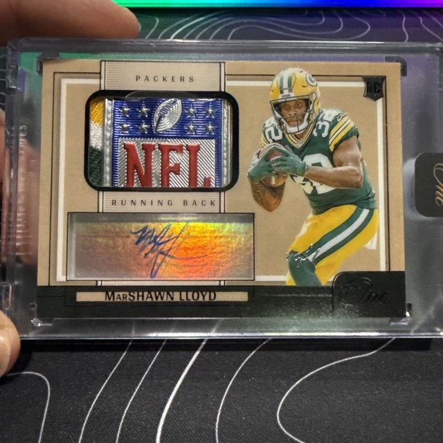 2024 Panini One 124 MarShawn Lloyd RC Premium Rookie Patch Auto Black 1/1 Shield