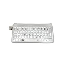 Chanel Silver Keyboard Clutch Robot Charm Lambskin 2017