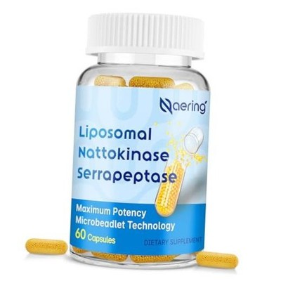 Liposomal Nattokinase 12,000 FU Serrapeptase 360,000 SPU 60 Count (Pack of 1)
