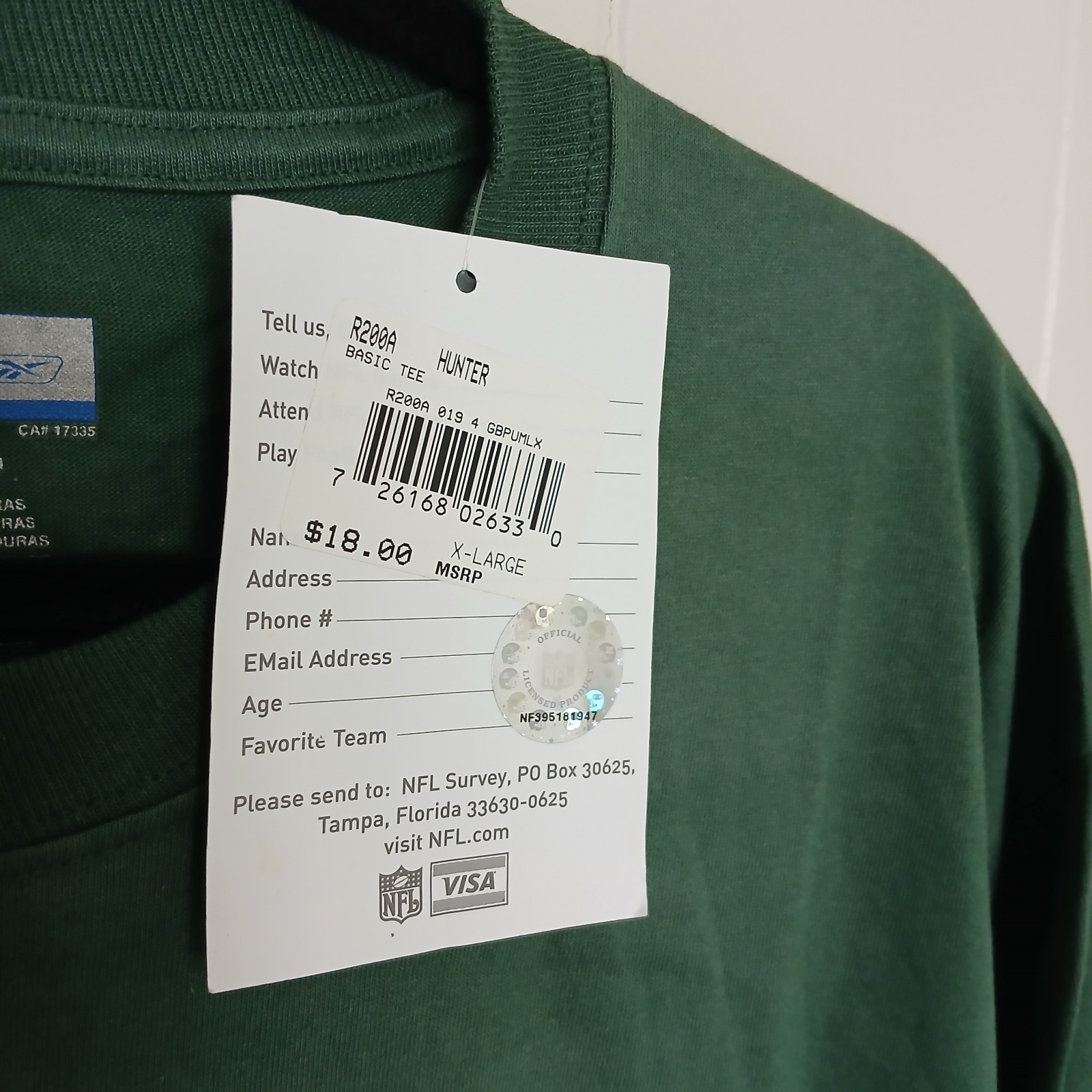 Deadstock New VTG Green Bay Packers Reebok NFL T-Shirt Men's XL Green Cotton SS thumbnail 9