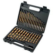 30pcs HSS Drill Bit Set, Titanium Coating High Speed Steel Drill Bit Set 1/1...