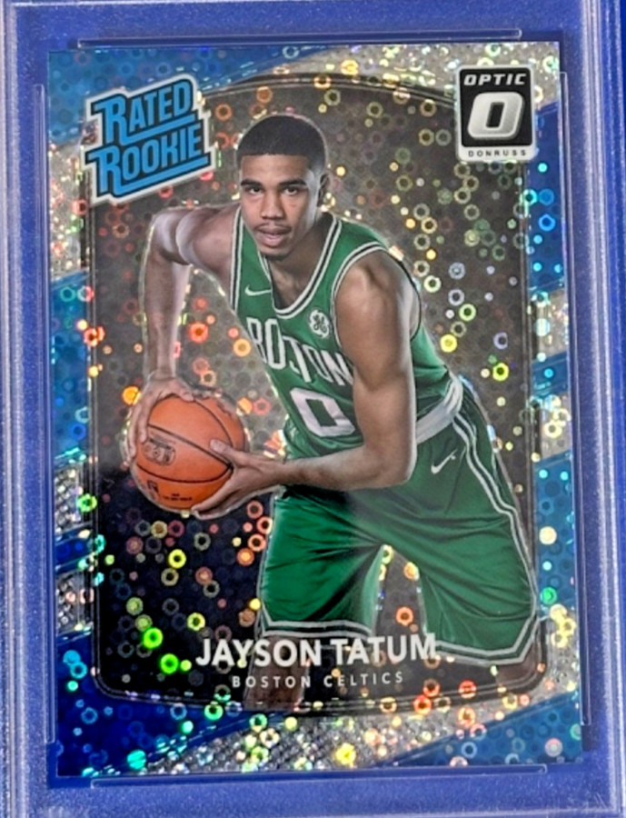 JAYSON TATUM 2017 PANINI DONRUSS OPTIC FAST BREAK HOLO ROOKIE #198 PSA 9 MINT view 6