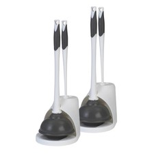 Clorox Toilet Plunger and Bowl Brush Combo Set with Caddy, 6.75 x 7 x 19.5,