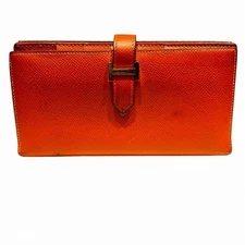 Hermes Bearn Souffle Orange Long Wallet Women