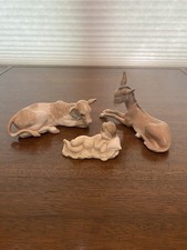 STUNNING SET (3) VTG Children's Nativity COW,DONKEY & BABY JESUS Figurines SPAIN
