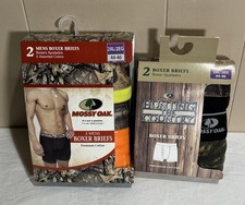 4 Pair Mens Mossy Oak Boxer Briefs Print  Solid Size 2XL 44-46  NIP 30