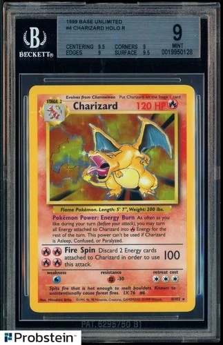 1999 Pokemon Base Set #4 Charizard Holo BGS 9 MINT