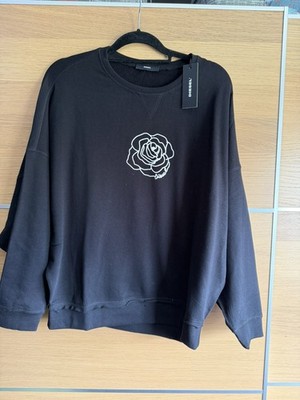 Diesel Größe M 10 12 schwarz weiß rosa Pullover Pulli lockere Passform neu mit Etikett D3