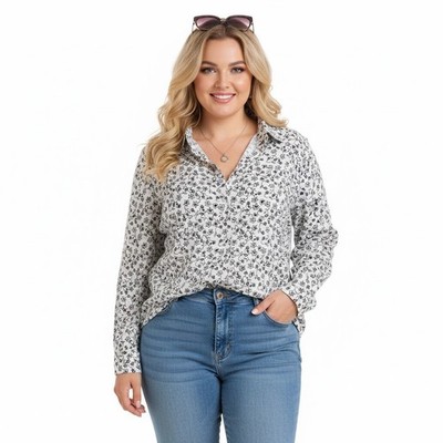 Damen Bluse Shirt Tunika Laura Kent Gr. 44 bis 48 weiß Sterne Übergröße (168)