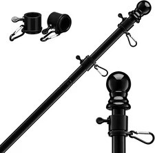 FLAG POLE BLACK 5Ft for 3X5 Flags Outdoor Boat Heavy Duty Flag Pole Kit for Amer