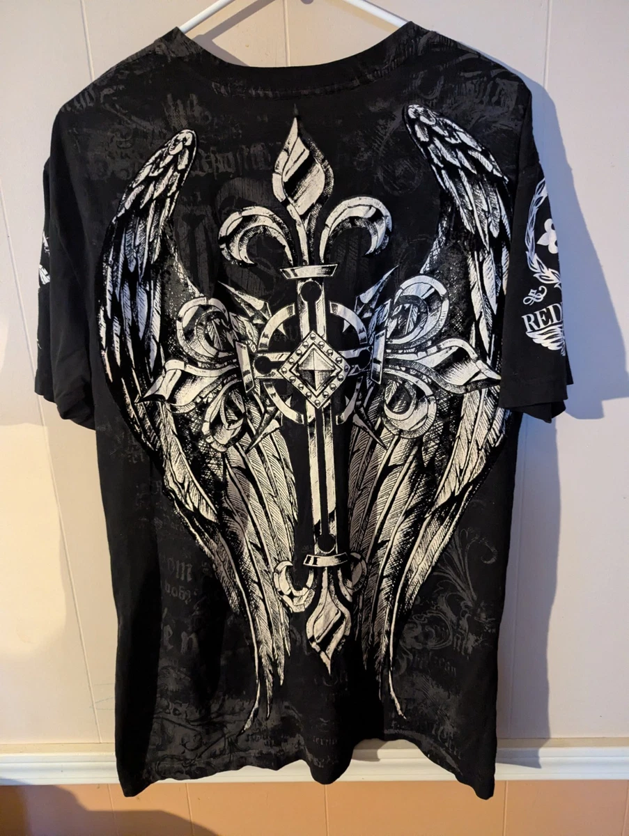 T-shirt Uomo Raw State Stile Biker Cowboy, Blu, Mix Cotone Poliestere
