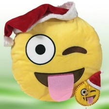 Emoji Navidad 14" Almohada, Adorno Juego de 2 p Papá Noel Guiño Atascado Lengua Emojicon