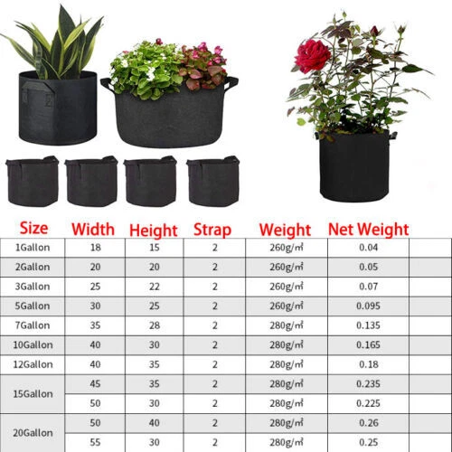 Paquete de 10 bolsas de cultivo de plantas de 5 galones tela maceta vivero suelo no tejido con mango EE. UU. Foto 3 de 4