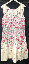 TALBOTS RSVP ROSE GARDEN FIT & FLARE DRESS WOMENS 12 CREAM W/ PINK RED FLOWERS