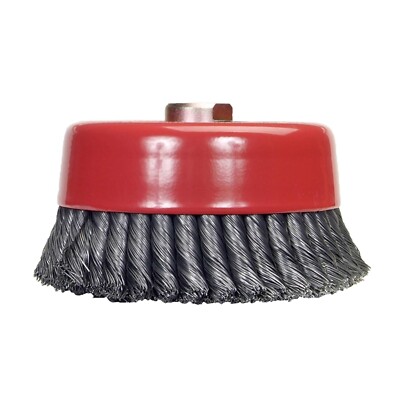 Norton Knotted Wire Cup Brush, Carbon Bristles, 5/8''-11 Arbor, Double Row, 0.020