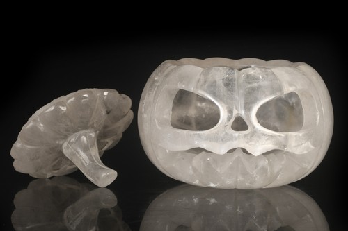 4.88" Clear Quartz Crystal Pumpkin Skull Carving halloween Decoration , #37E33 - 第 1/15 張圖片